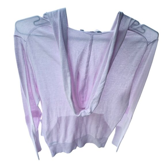 NWT Athleta Women'sSize Mediun Light Pink Hooded  Long Sleeve Top V-Neck - Picture 5 of 10